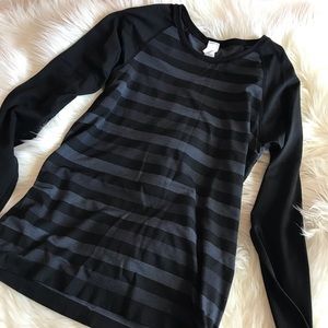 Champion Black Striped Long Sleeve Workout Top